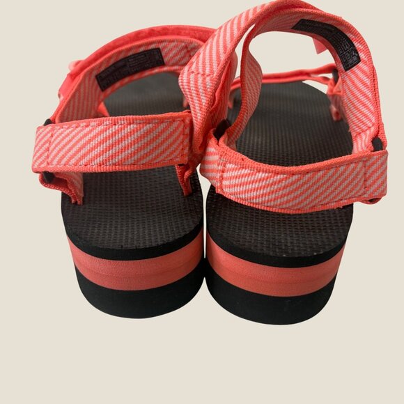 Teva Womens Platform Candy Stripe Sandals Vibrant Orange Chunky Sole Size 8 - Picture 7 of 10